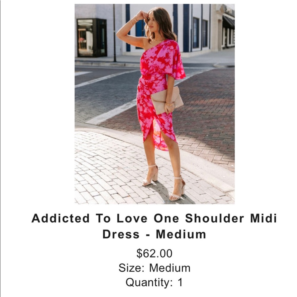 VICI Addicted To Love One Shoulder Midi Dress Pink Multicolor
